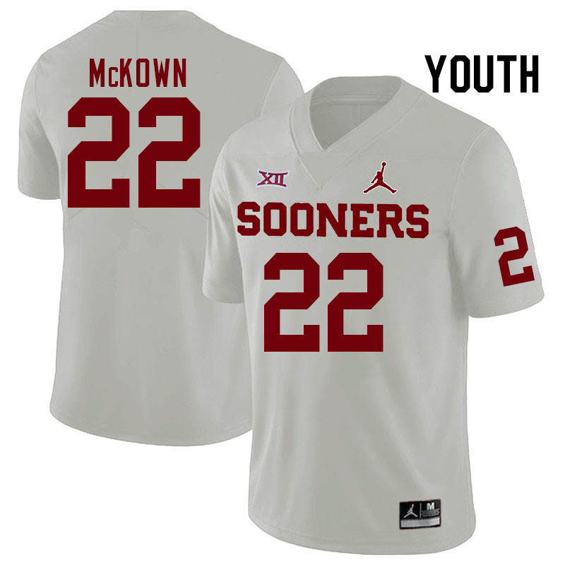 Youth #22 Chapman McKown Oklahoma Sooners College Football Jerseys Stitched-White - Click Image to Close